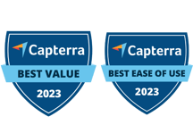 Capterra badges - best ease of use - best value - projects